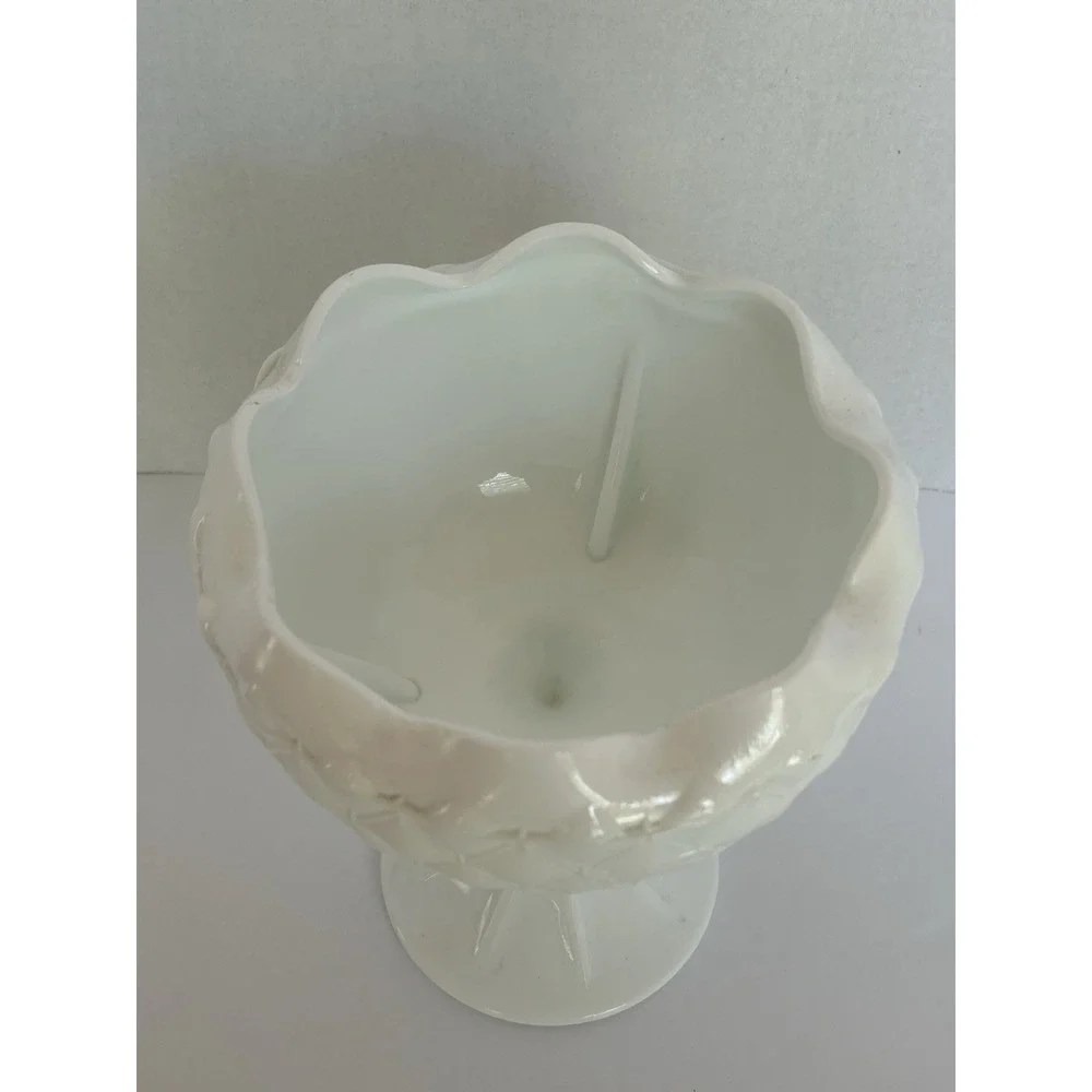 Vintage 1965 Indiana White‎ Milk Glass 'Duette' Pedestal Compote Dish